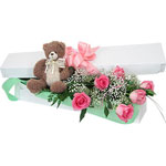 Pink Roses with Bear