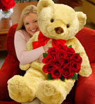 Big Bear with One Dozen Roses